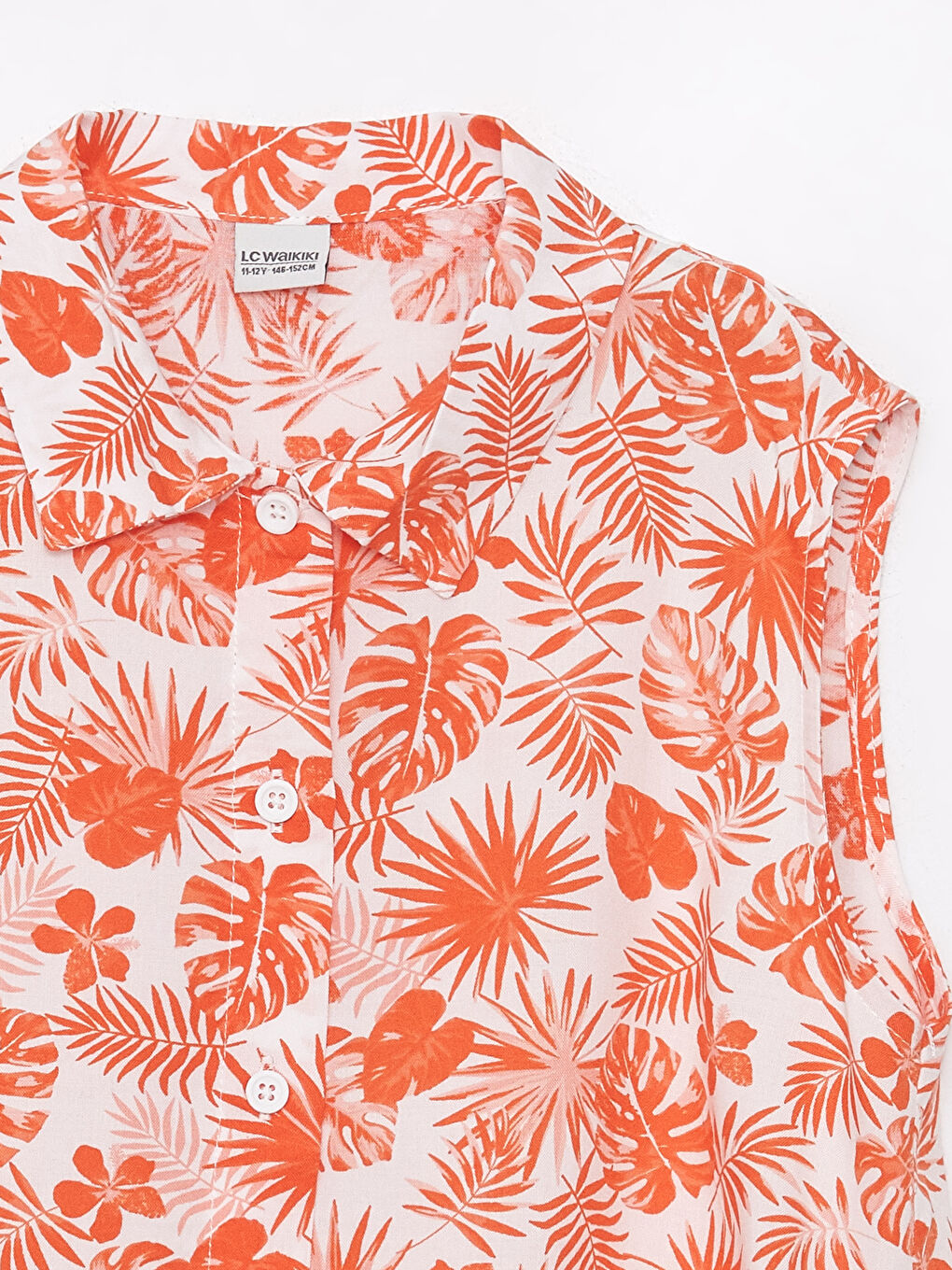 Turuncu Desenli Kız Çocuk Crop Gömlek-2