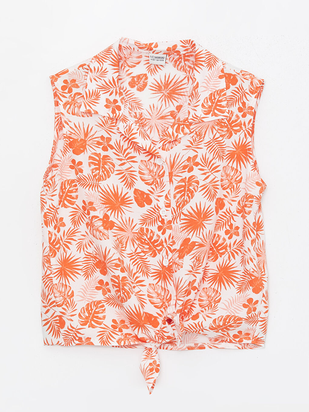 Turuncu Desenli Kız Çocuk Crop Gömlek