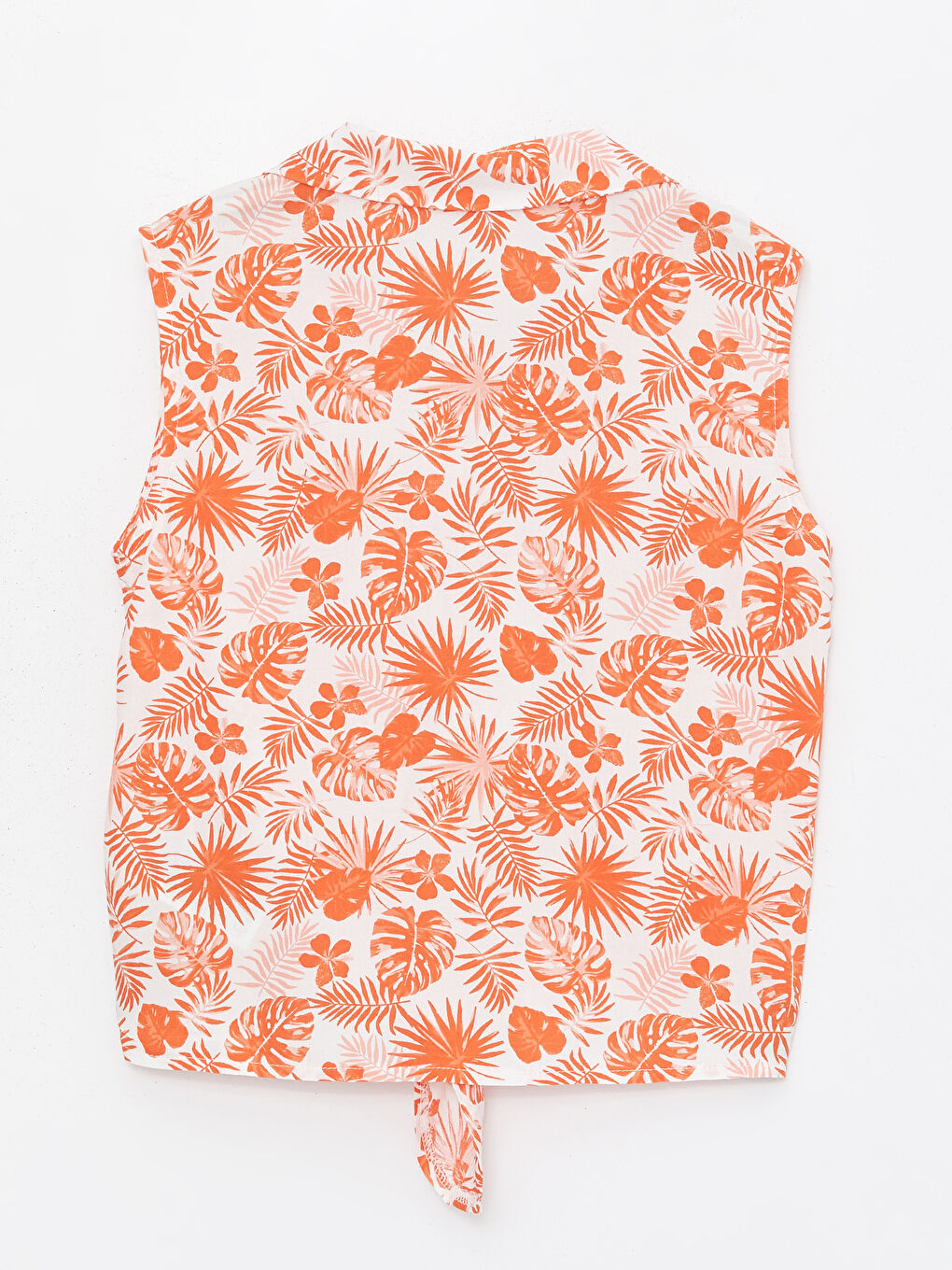 Turuncu Desenli Kız Çocuk Crop Gömlek-1