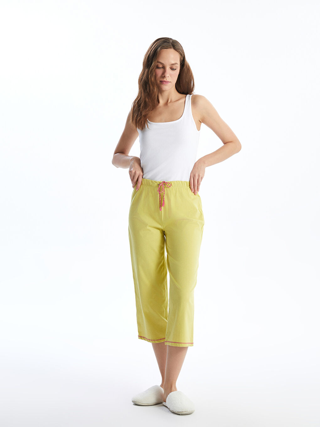 LCW DREAM Yeşil Beli Lastikli Kadın Kapri Pijama Altı