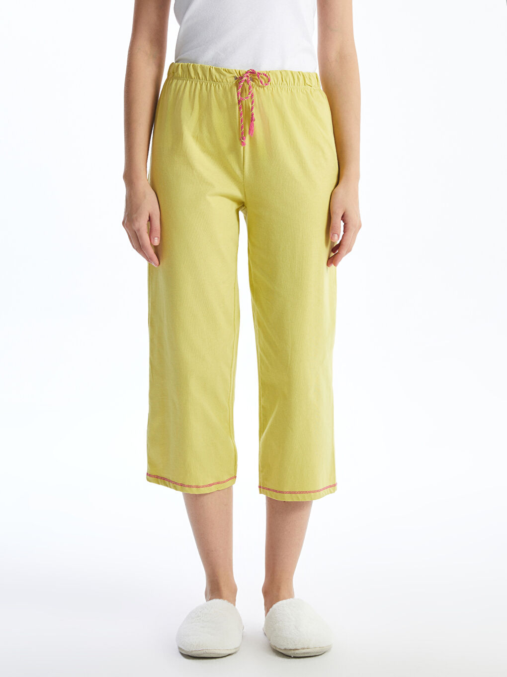 LCW DREAM Yeşil Beli Lastikli Kadın Kapri Pijama Altı - 1