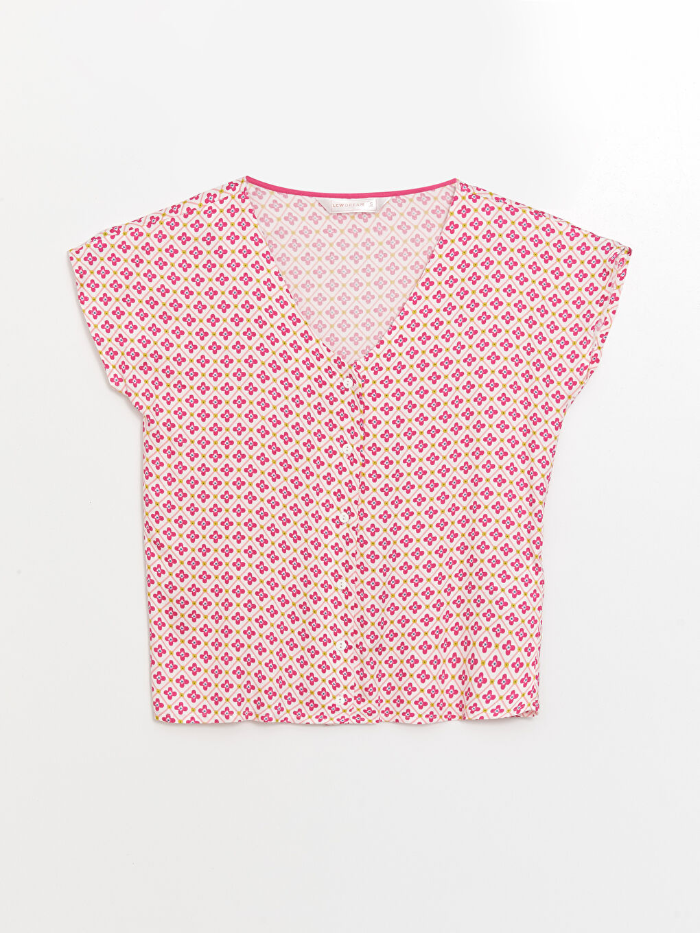 Ekru Beli Lastikli Desenli Kadın Pijama Altı-1