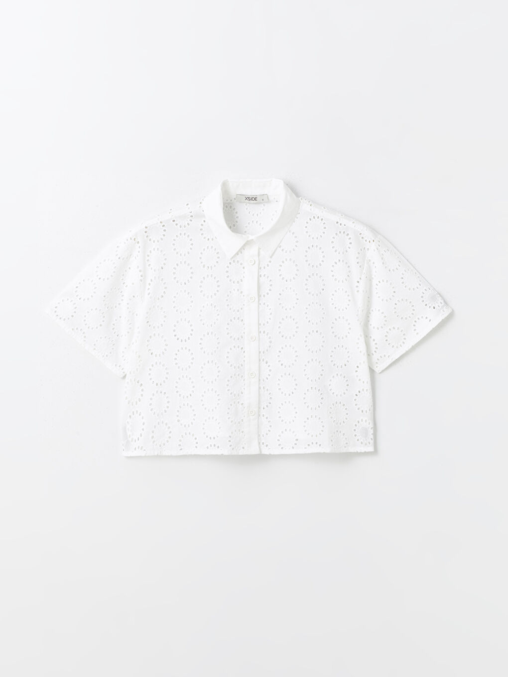 Self-Patterned Short Sleeve Women's Shirt -S4BV09Z8-Q6K