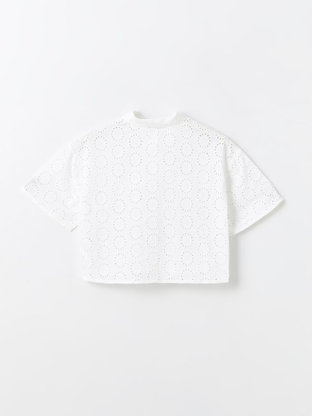 Self-Patterned Short Sleeve Women's Shirt -S4BV09Z8-Q6K