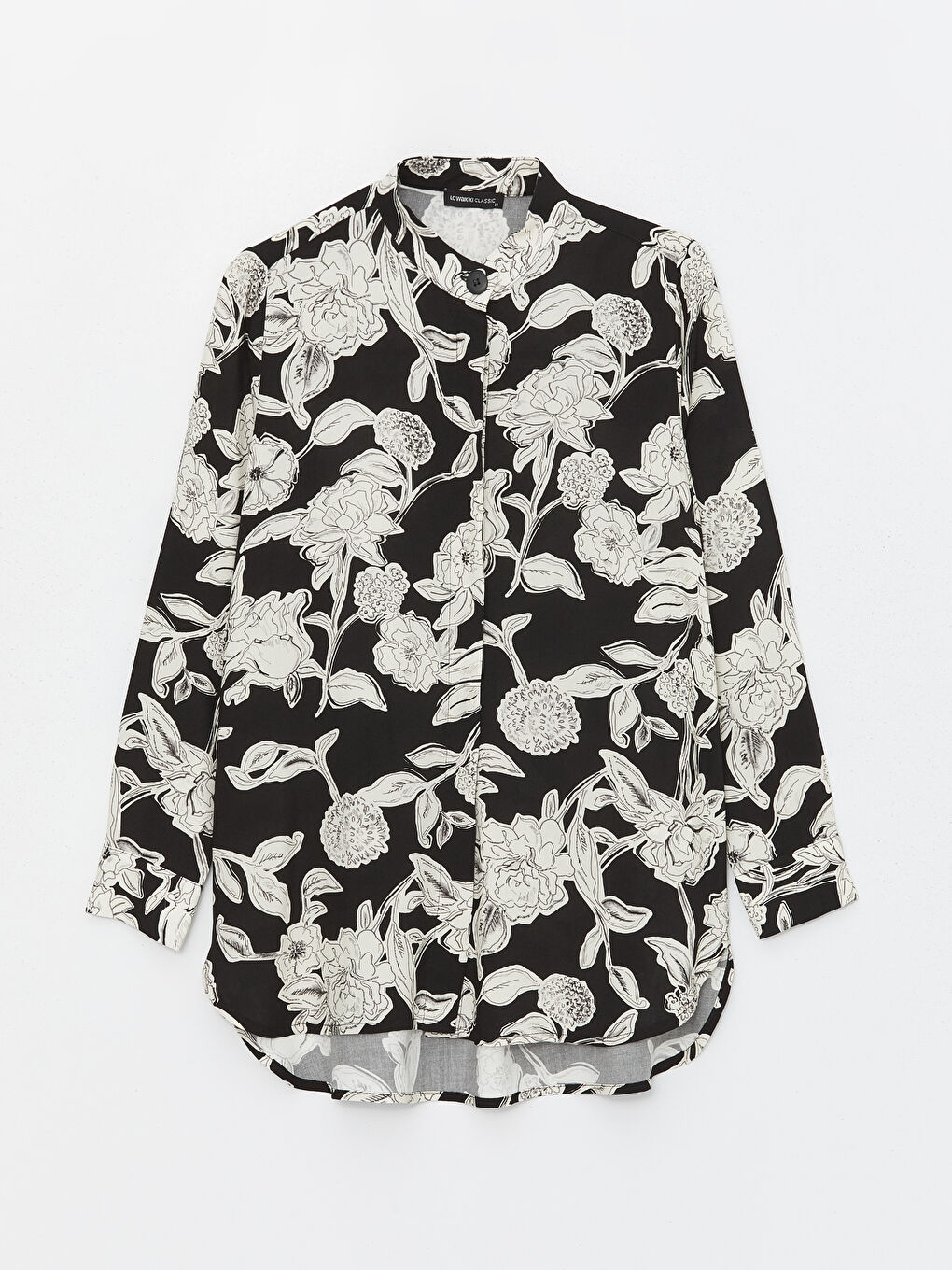 Bej Hakim Yaka Desenli Kadın Gömlek Tunik-5