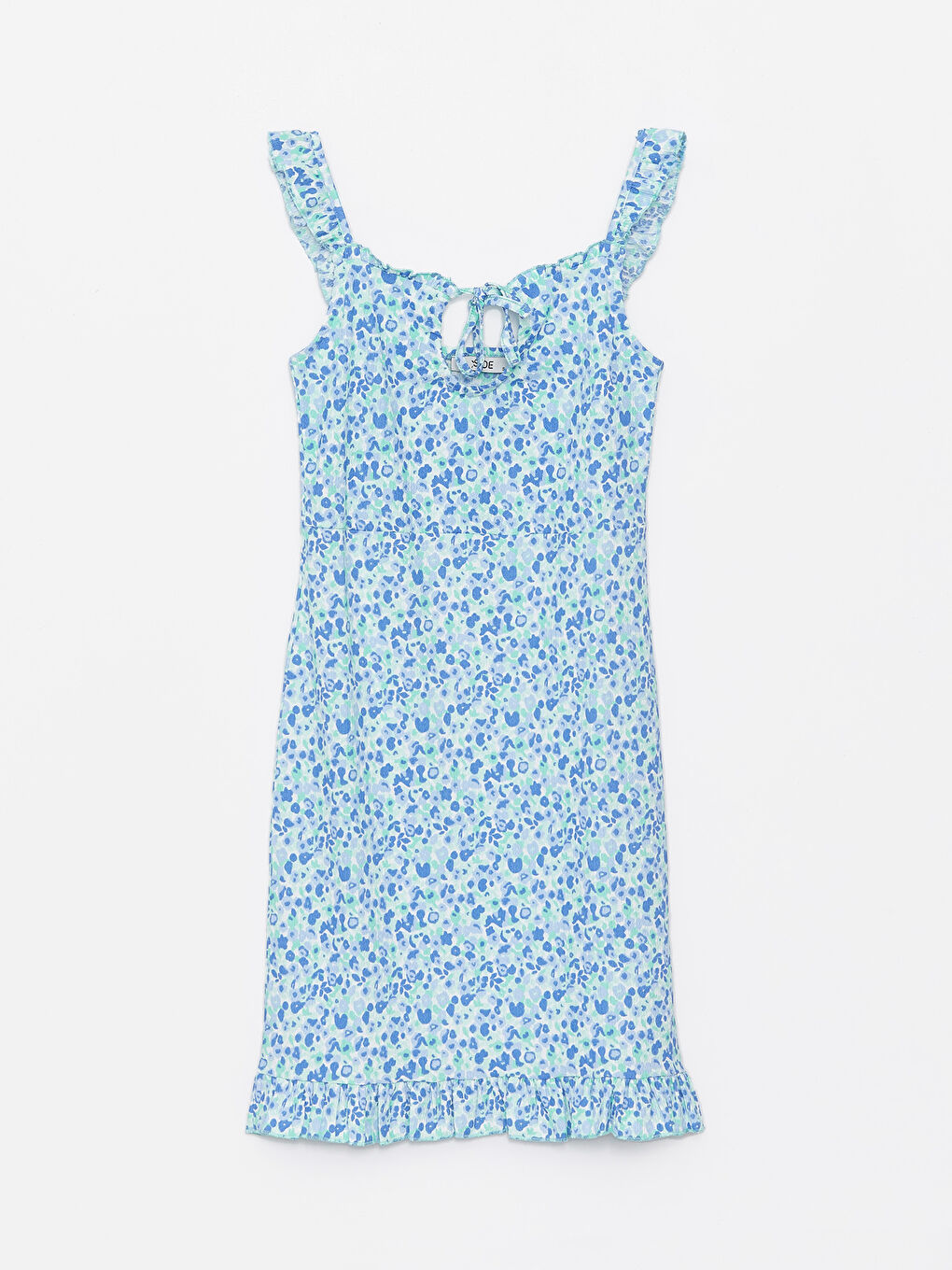 Tie Collar Patterned Strap Women's Dress -S4BV75Z8-VL5