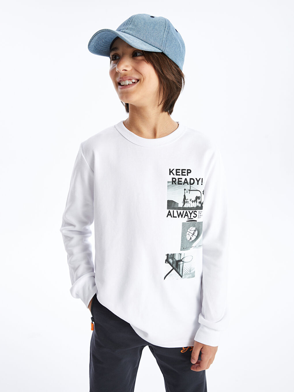 Crew Neck Printed Long Sleeve Boys' T-Shirt -S4BV95Z4-Q6K