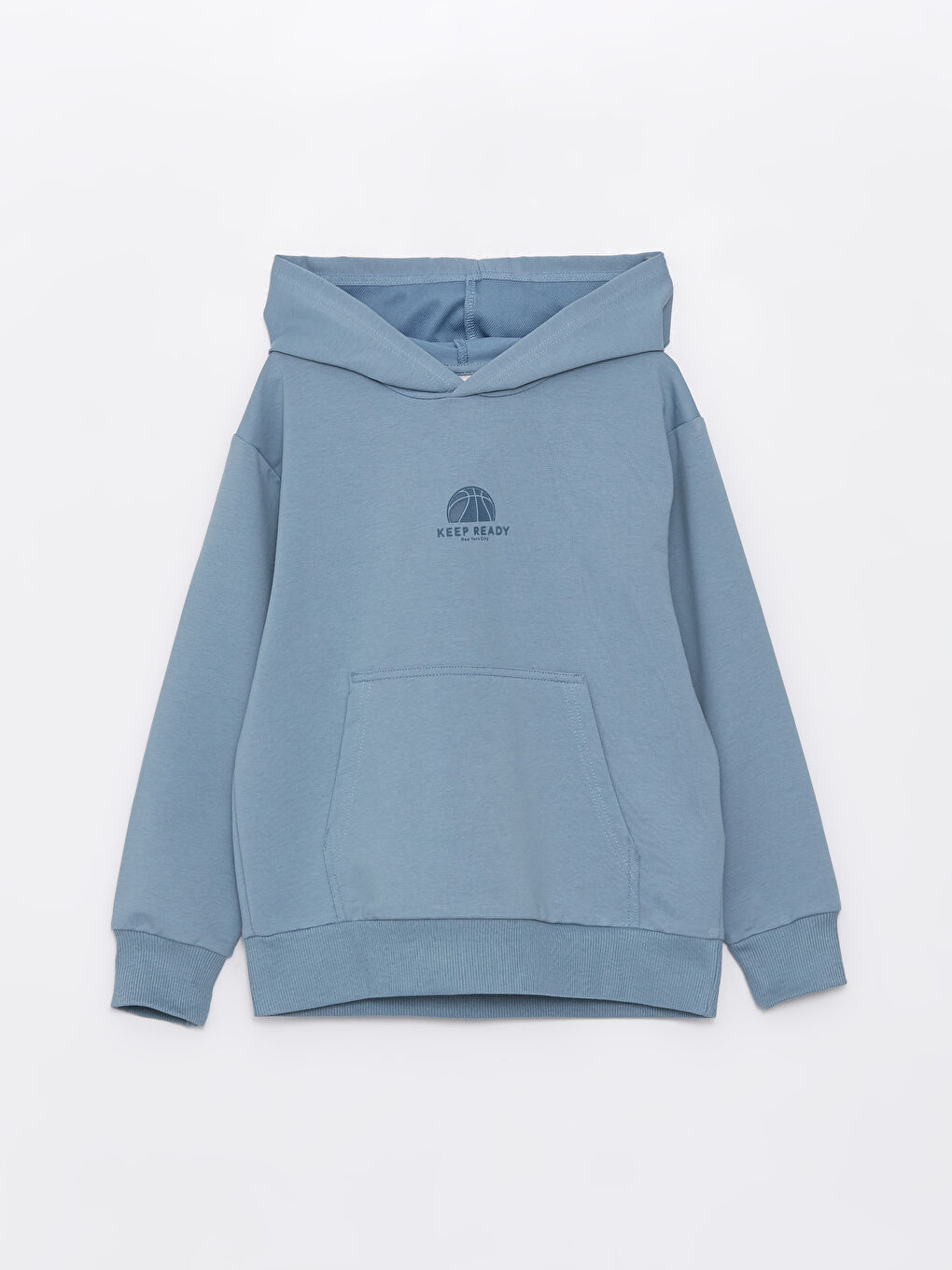 LCW Kids Mat Mavi Rahat Kalıp Kapüşonlu Erkek Çocuk Sweatshirt