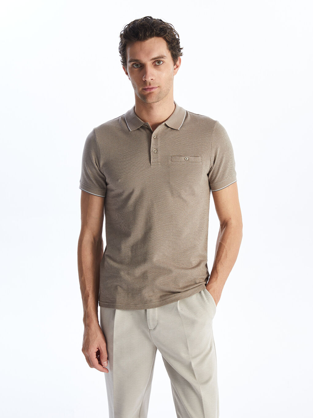 Polo Neck Short Sleeve Men's T-Shirt-1
