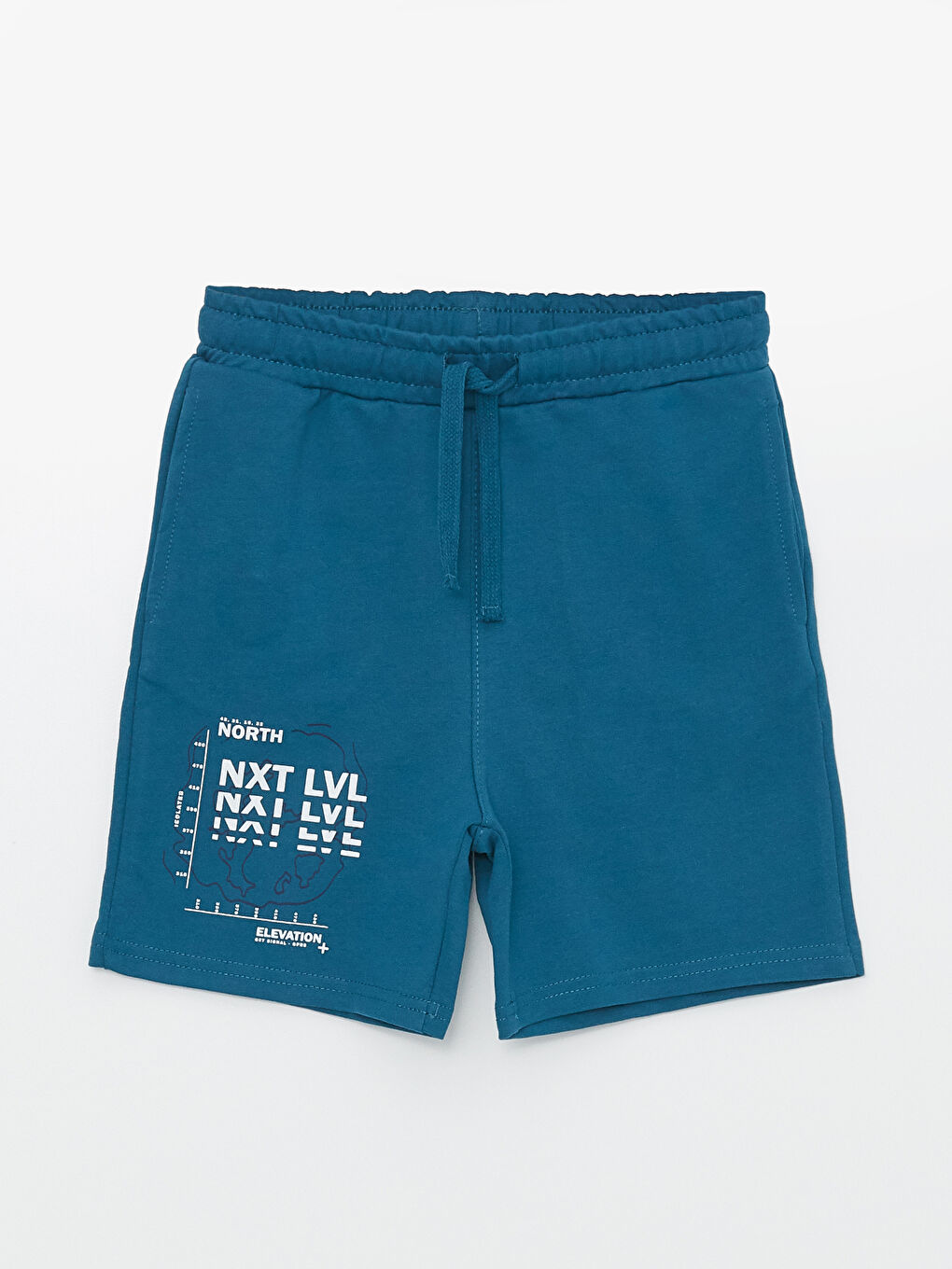 Petrol Beli Lastikli Baskılı Erkek Çocuk Şort