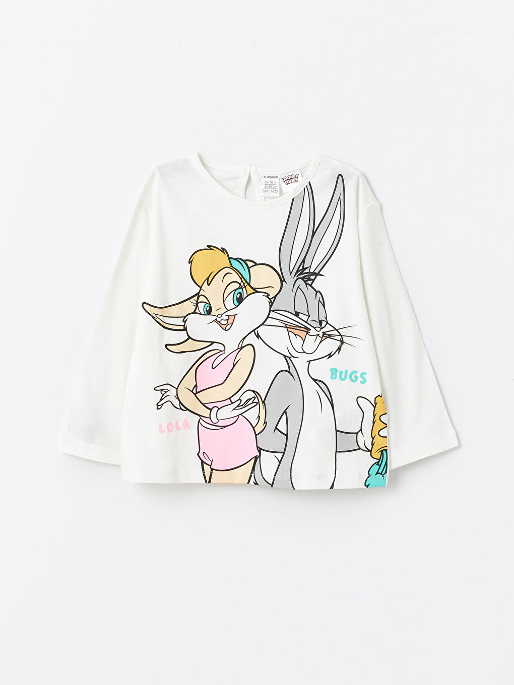 LCW baby Ekru Bisiklet Yaka Lola Bunny Baskılı Uzun Kollu Kız Bebek Sweatshirt ve Eşofman Altı 2'li Takım - 3