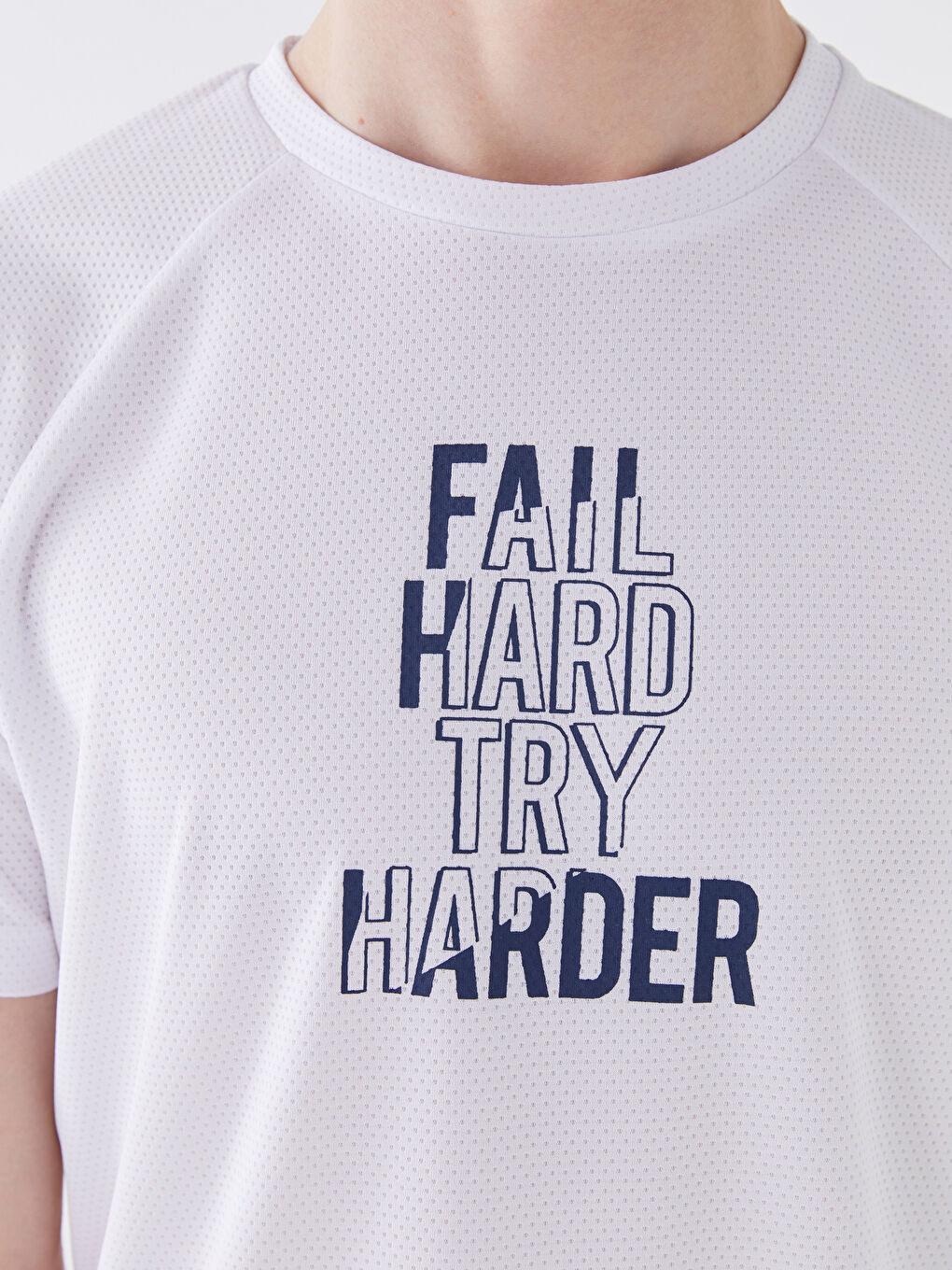 Beyaz Bisiklet Yaka Kısa Kollu Baskılı Erkek Tişört-3