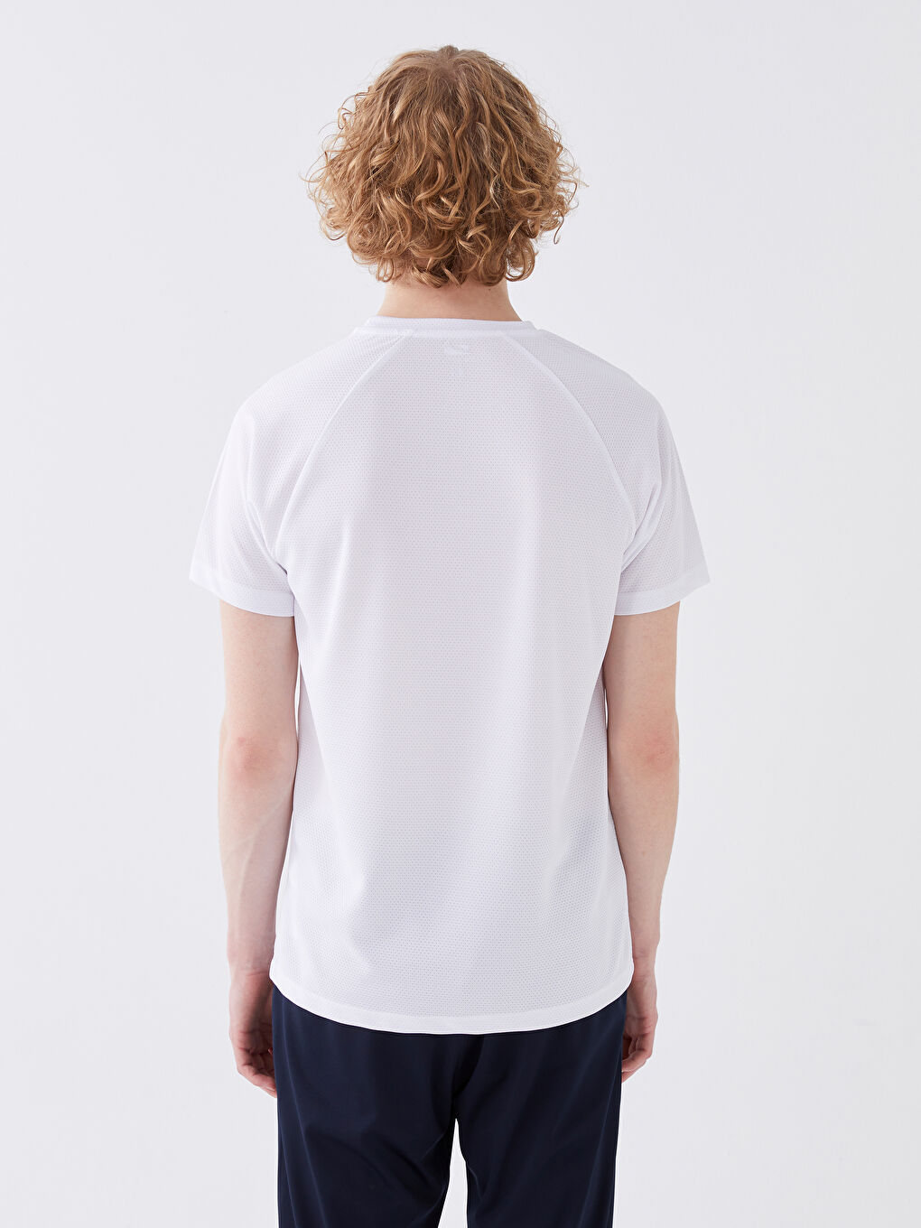 Beyaz Bisiklet Yaka Kısa Kollu Baskılı Erkek Tişört-4