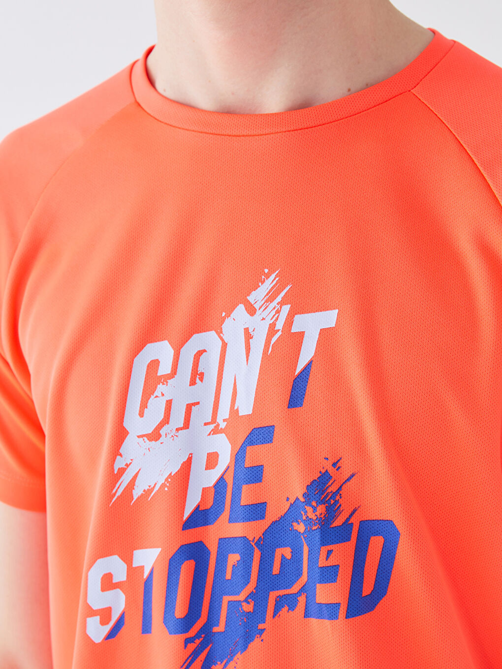 Turuncu Bisiklet Yaka Kısa Kollu Baskılı Erkek Tişört-3