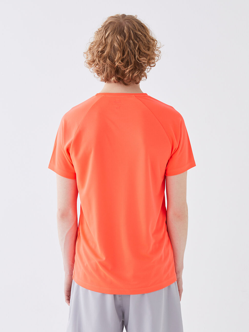 Turuncu Bisiklet Yaka Kısa Kollu Baskılı Erkek Tişört-4