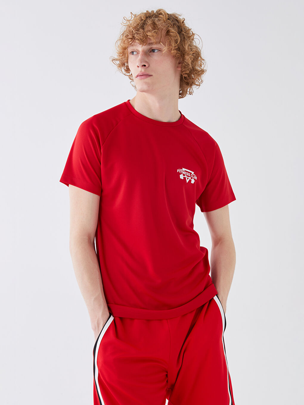 Bordo Bisiklet Yaka Kısa Kollu Baskılı Erkek Tişört