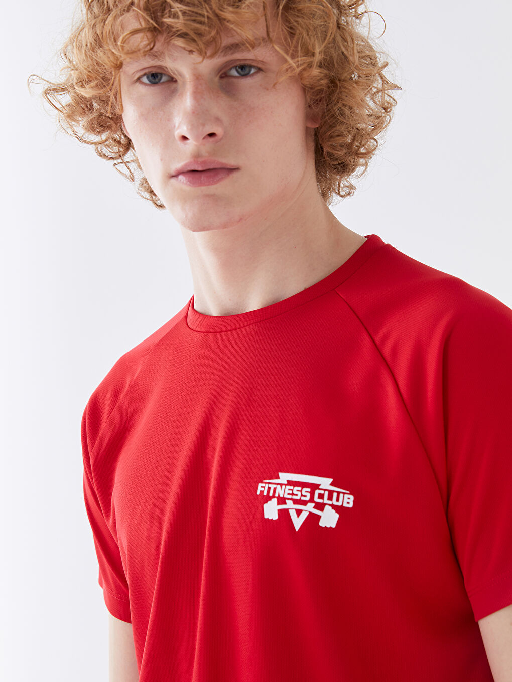 Bordo Bisiklet Yaka Kısa Kollu Baskılı Erkek Tişört-1