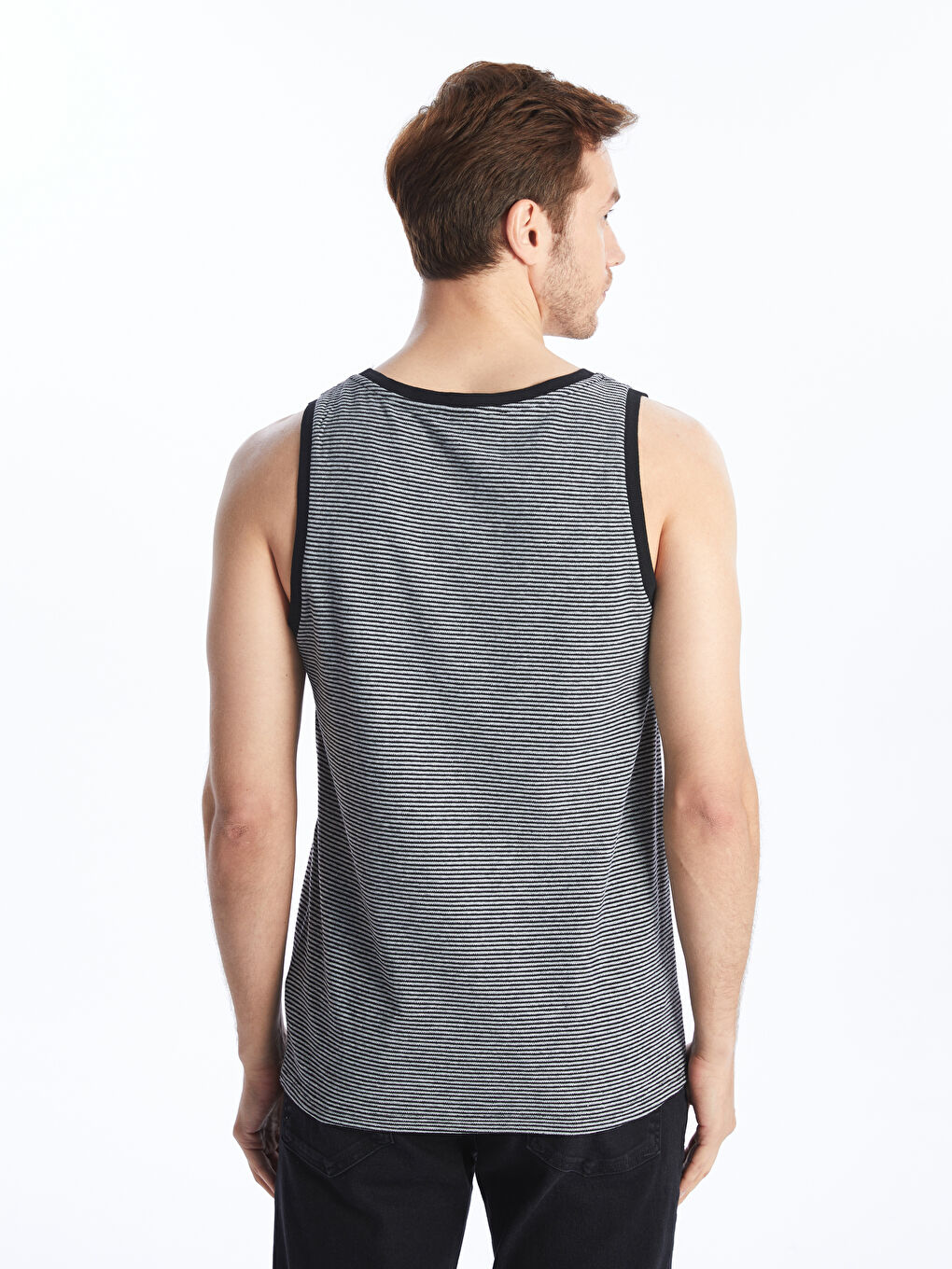 Siyah Bisiklet Yaka Erkek Kolsuz Tişört-4