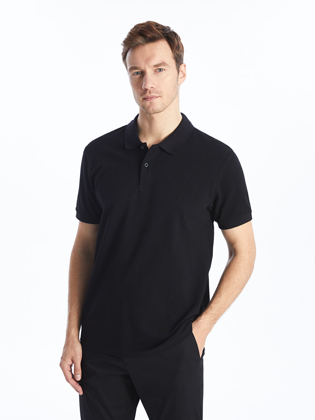 Siyah Polo Yaka Kısa Kollu Pike Erkek Tişört