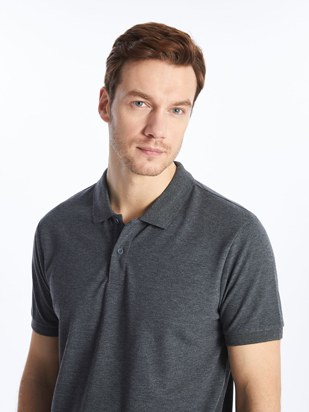 Antrasit Polo Yaka Kısa Kollu Pike Erkek Tişört-2