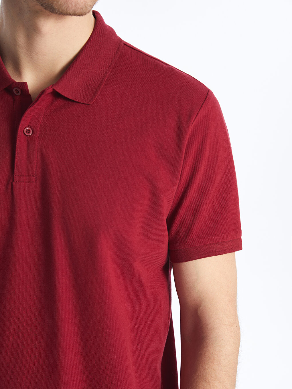 Bordo Polo Yaka Kısa Kollu Pike Erkek Tişört-3