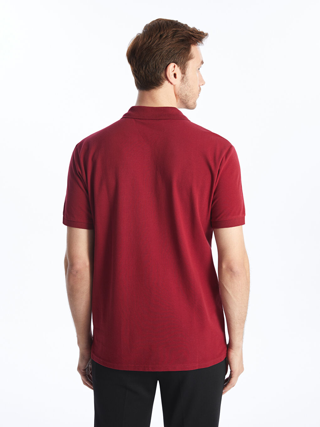 Bordo Polo Yaka Kısa Kollu Pike Erkek Tişört-4