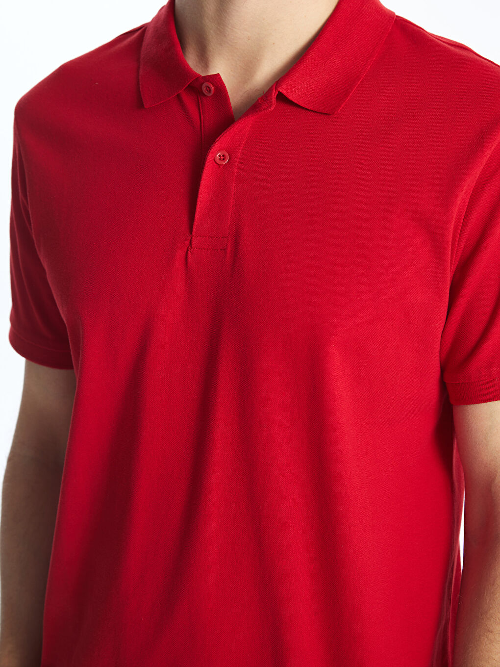 Kırmızı Polo Yaka Kısa Kollu Pike Erkek Tişört-3