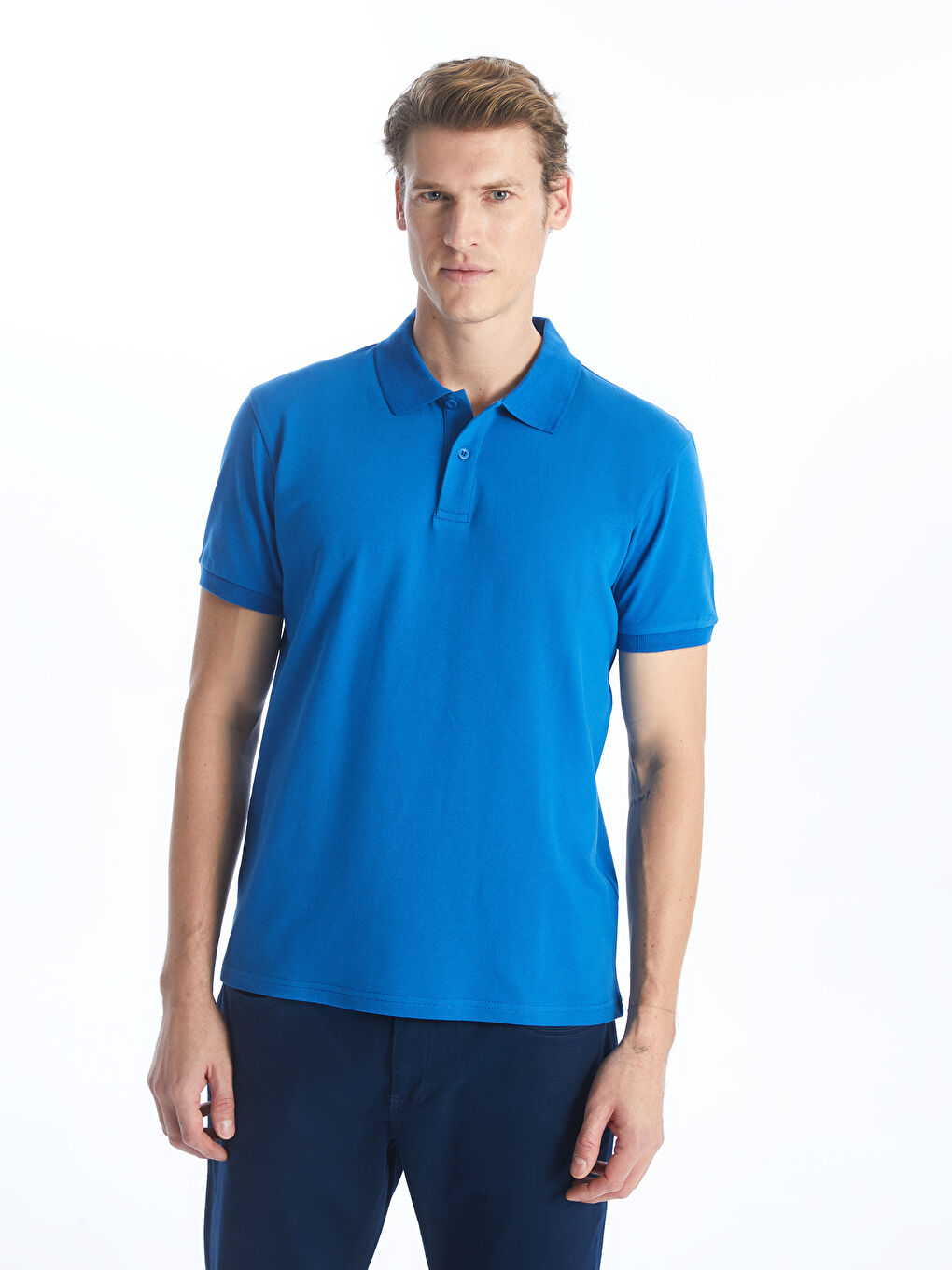 T-shirt en piqué à manches courtes et col polo pour homme