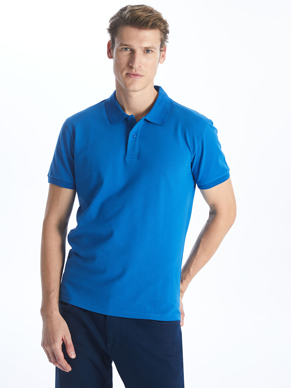 T-shirt en piqué à manches courtes et col polo pour homme-1