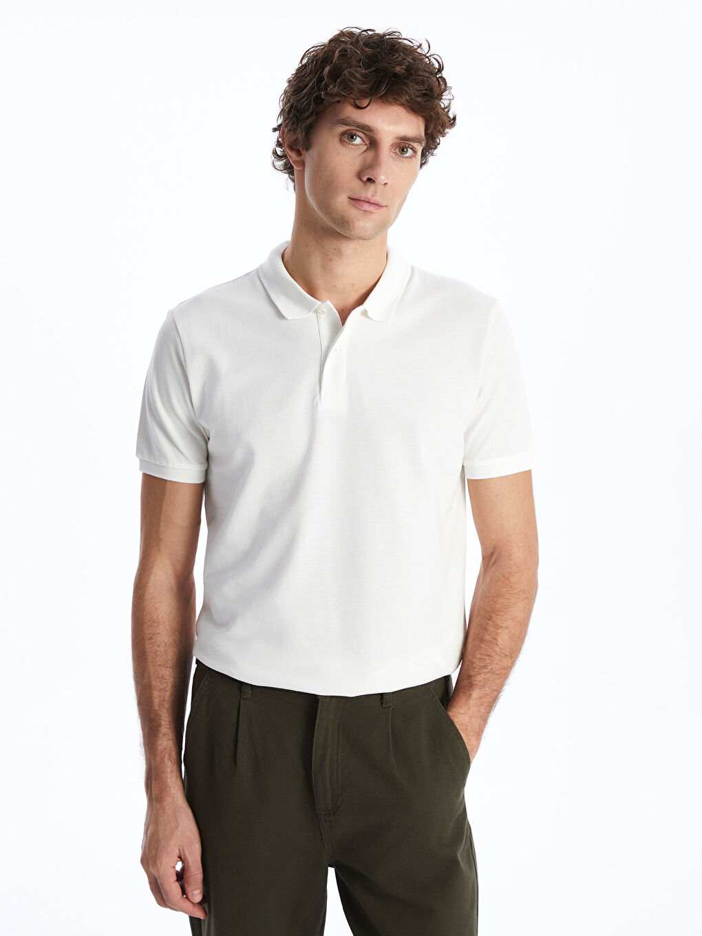 Ерлерге арналған поло жағалы қысқа жең пике футболка