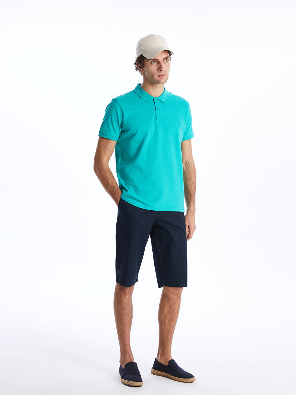 Turkuaz Polo Yaka Kısa Kollu Pike Erkek Tişört-2