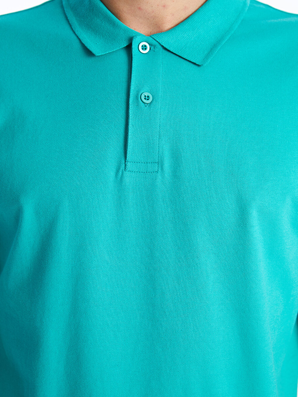 Turkuaz Polo Yaka Kısa Kollu Pike Erkek Tişört-3
