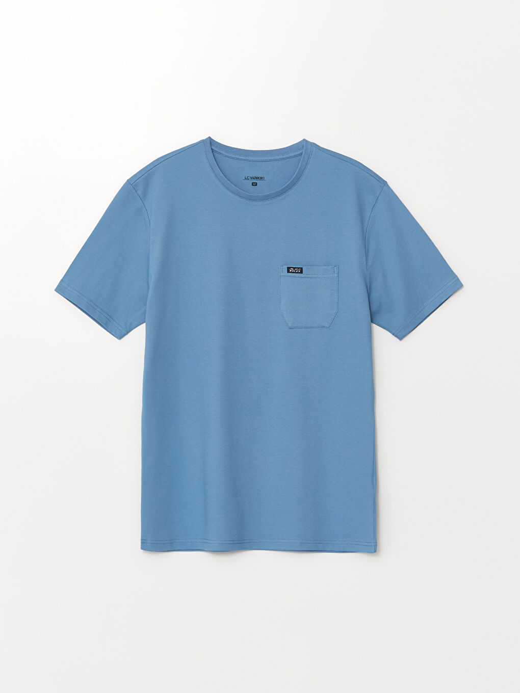 Mavi Bisiklet Yaka Baskılı Penye Erkek Pijama Üst