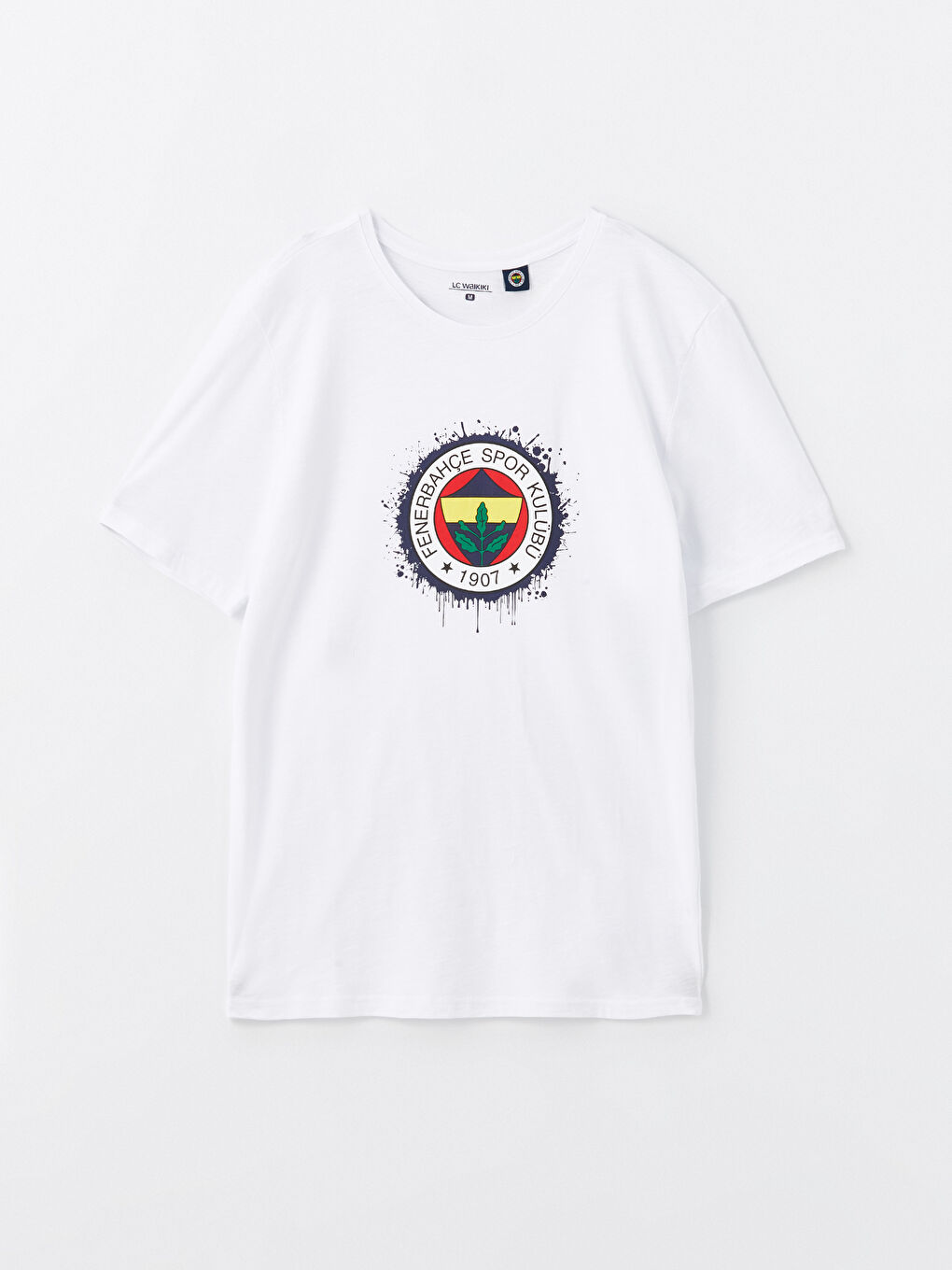 Beyaz Standart Kalıp Fenerbahçe Baskılı Erkek Şortlu Pijama Takımı-5