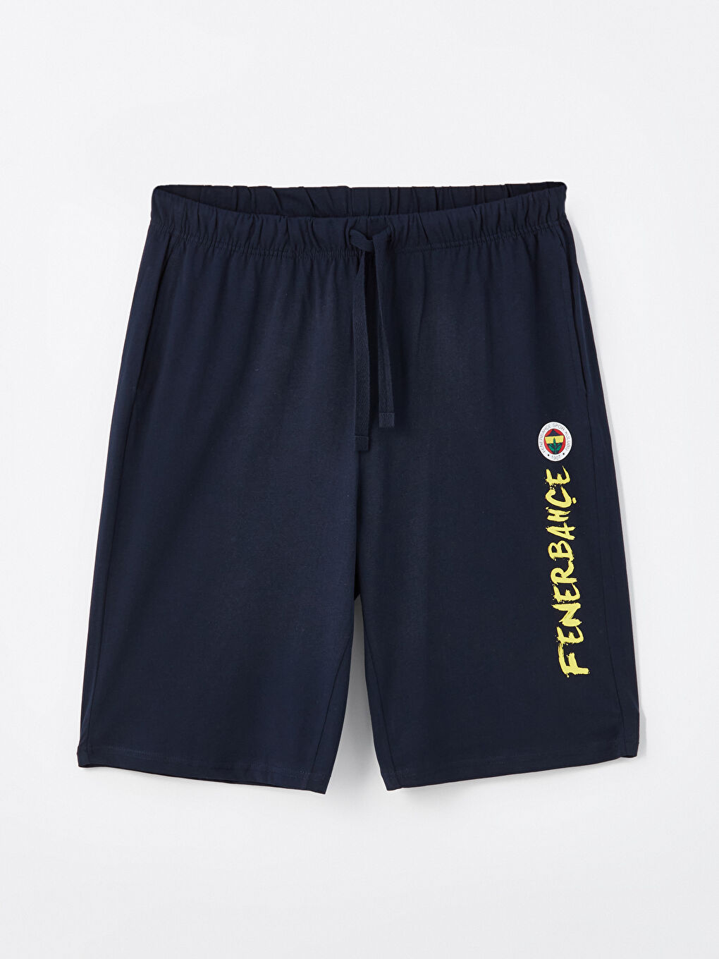 Beyaz Standart Kalıp Fenerbahçe Baskılı Erkek Şortlu Pijama Takımı-7