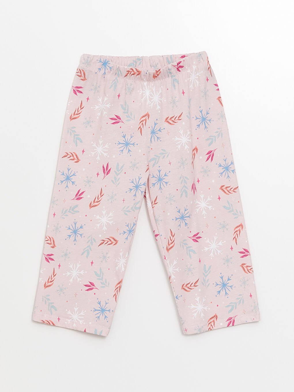 Pembe Beli Lastikli Baskılı Kız Çocuk Pijama Alt