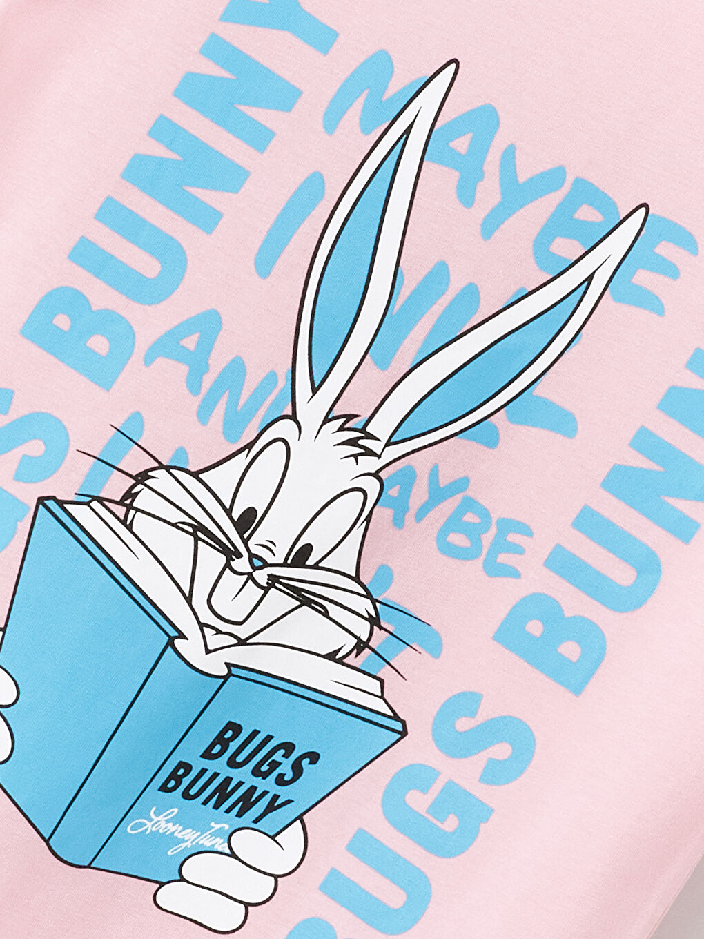 LCW Kids Pembe Bisiklet Yaka Bugs Bunny Baskılı Kısa Kollu Kız Çocuk Pijama Takımı - 5