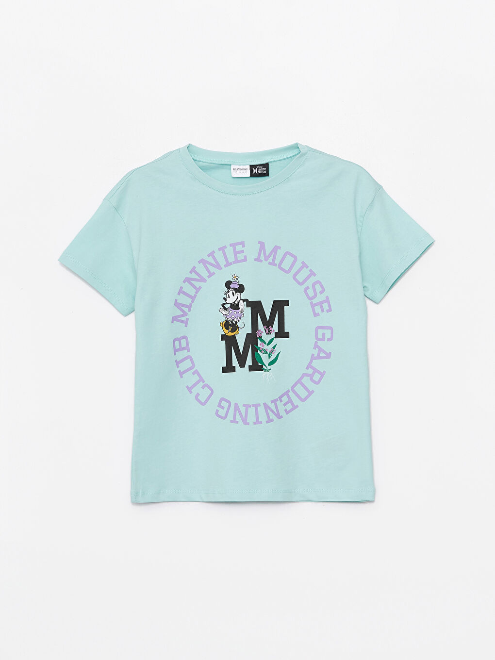 Turkuaz Bisiklet Yaka Minnie Mouse Baskılı Kız Çocuk Pijama Üst