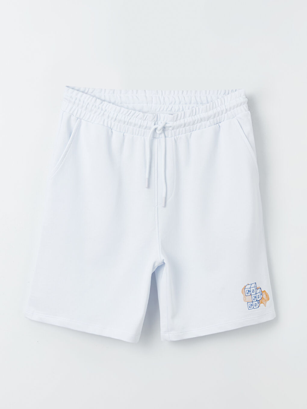 Beyaz Slim Fit Beli Lastikli Erkek Şort-5