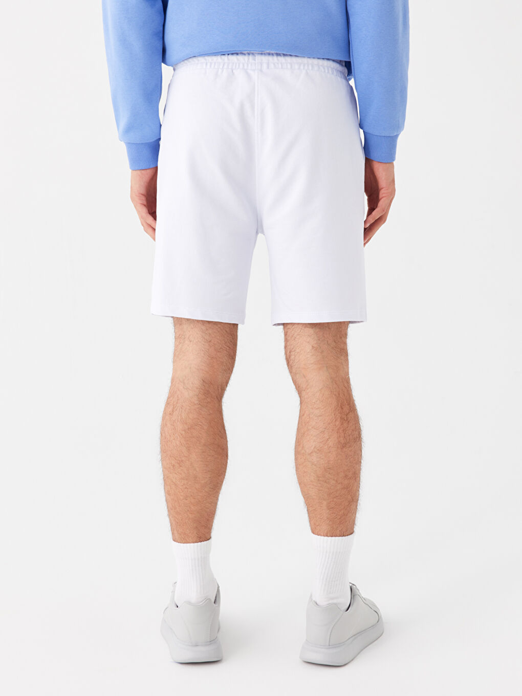 Beyaz Slim Fit Beli Lastikli Erkek Şort-4