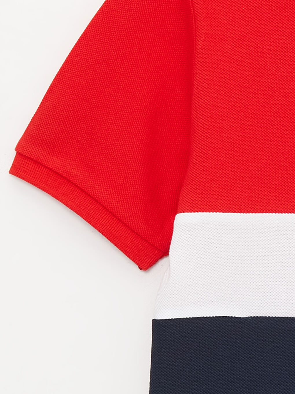 Kırmızı Polo Yaka Renk Bloklu Kısa Kollu Erkek Çocuk Tişört-2