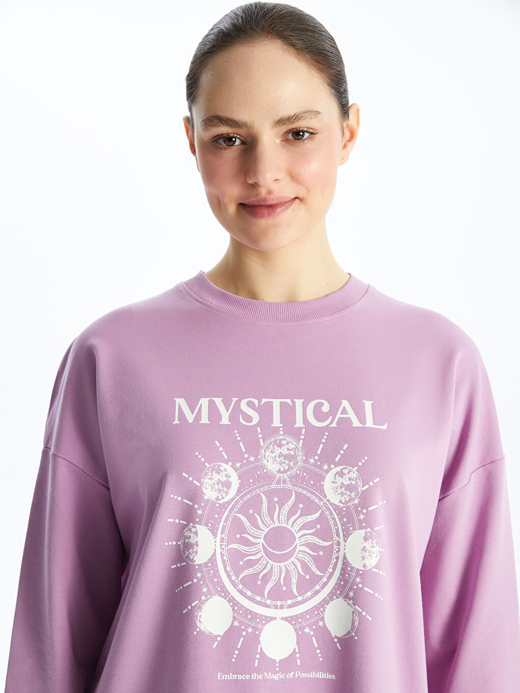 Tunique Sweatshirt Imprimée à Col Rond pour Femmes-1