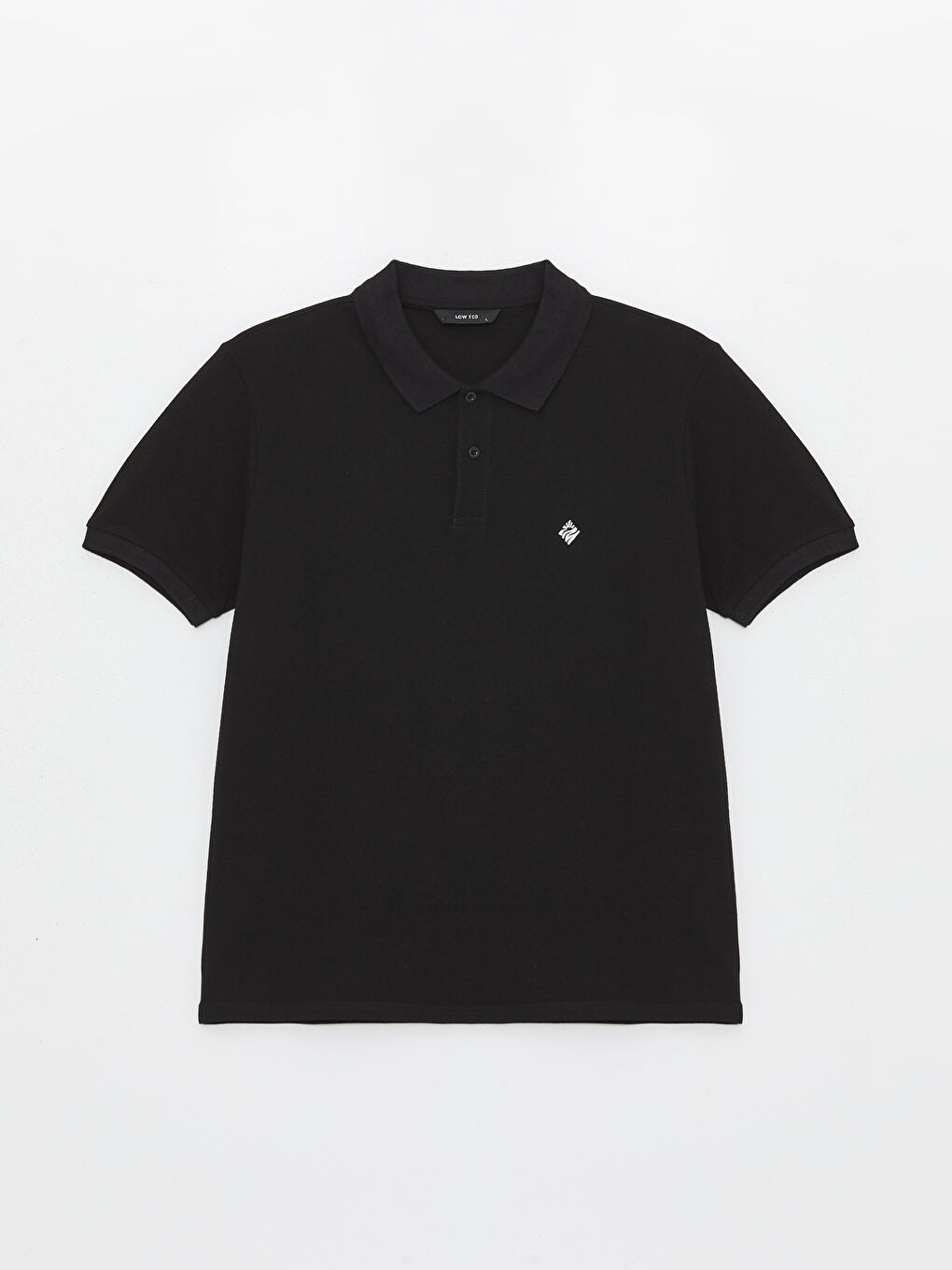 Siyah Polo Yaka Kısa Kollu Nakışlı Erkek Tişört-4