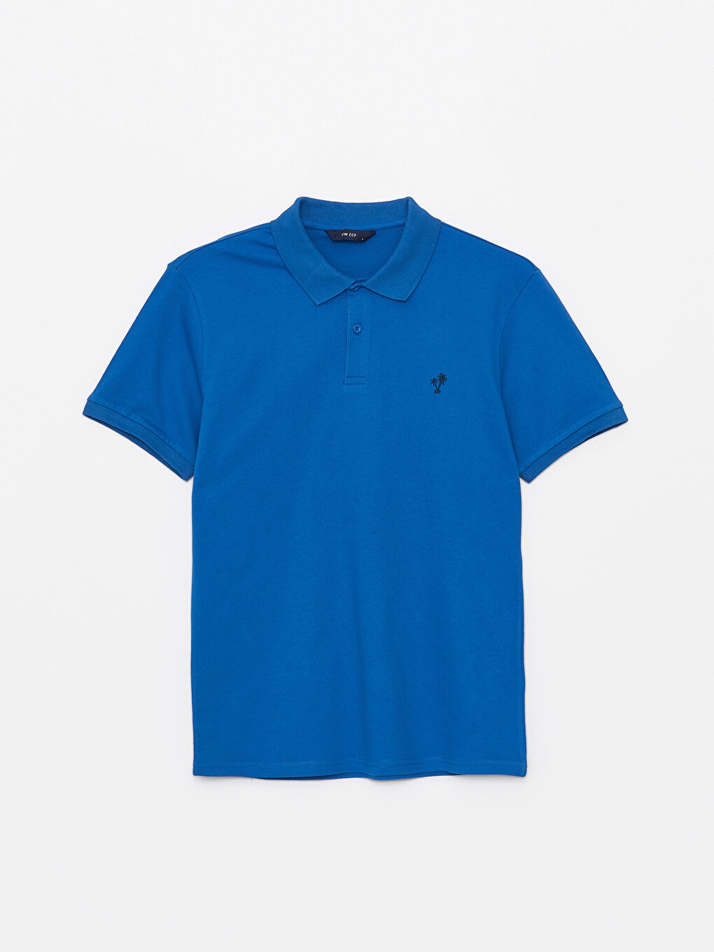 Mavi Polo Yaka Kısa Kollu Pike Erkek Tişört-5