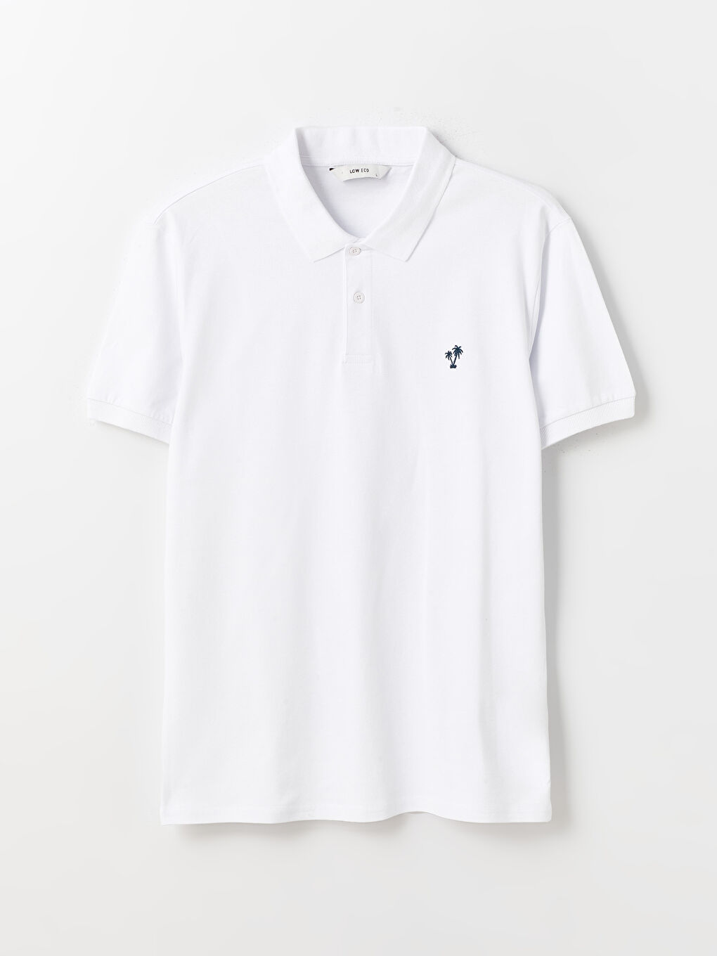 Beyaz Polo Yaka Kısa Kollu Pike Erkek Tişört-5