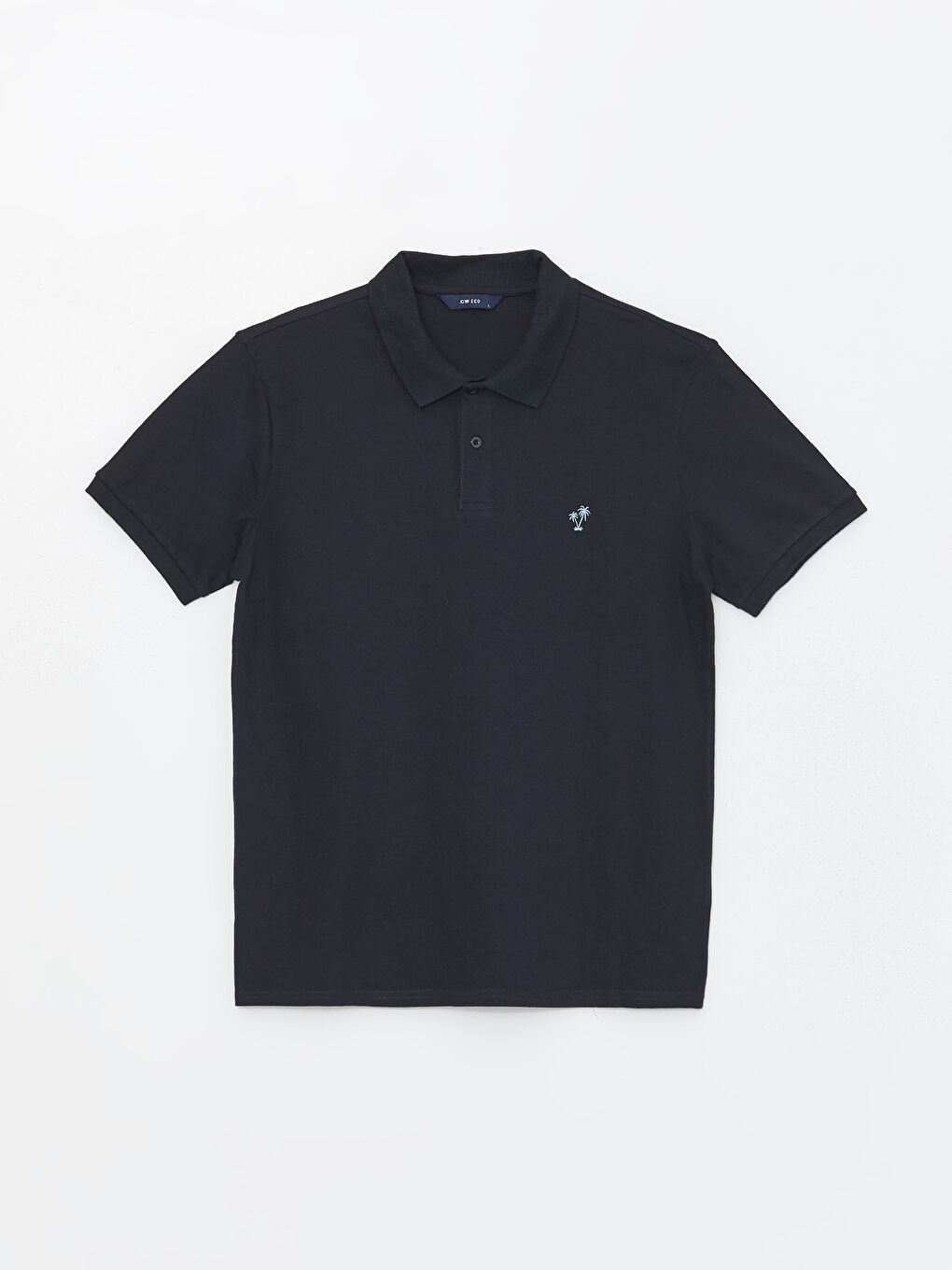Lacivert Polo Yaka Kısa Kollu Pike Erkek Tişört-5