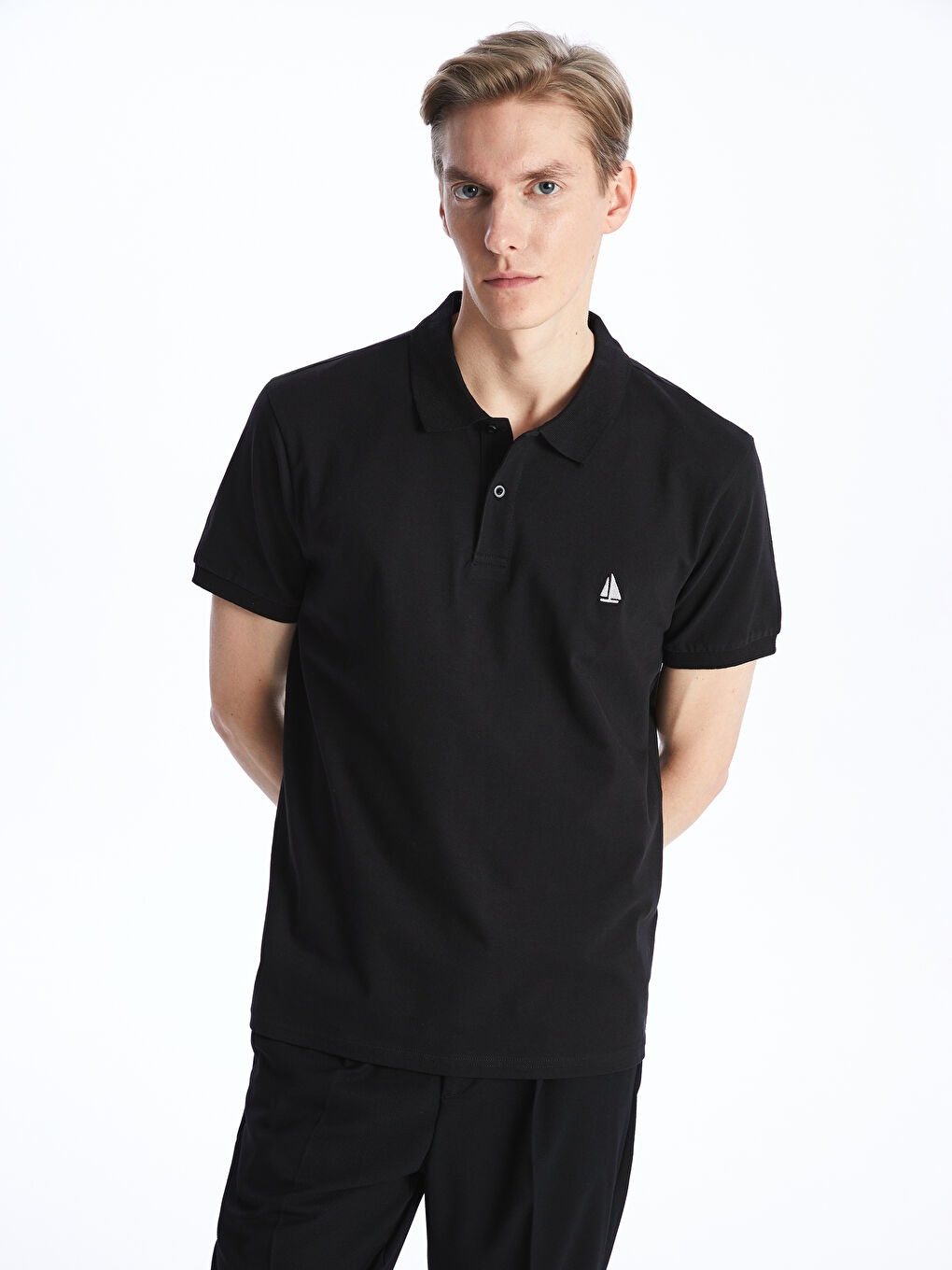 Siyah Polo Yaka Kısa Kollu Pike Erkek Tişört