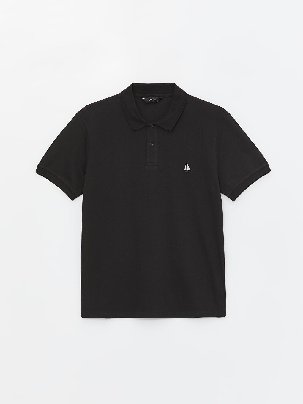 Siyah Polo Yaka Kısa Kollu Pike Erkek Tişört-4