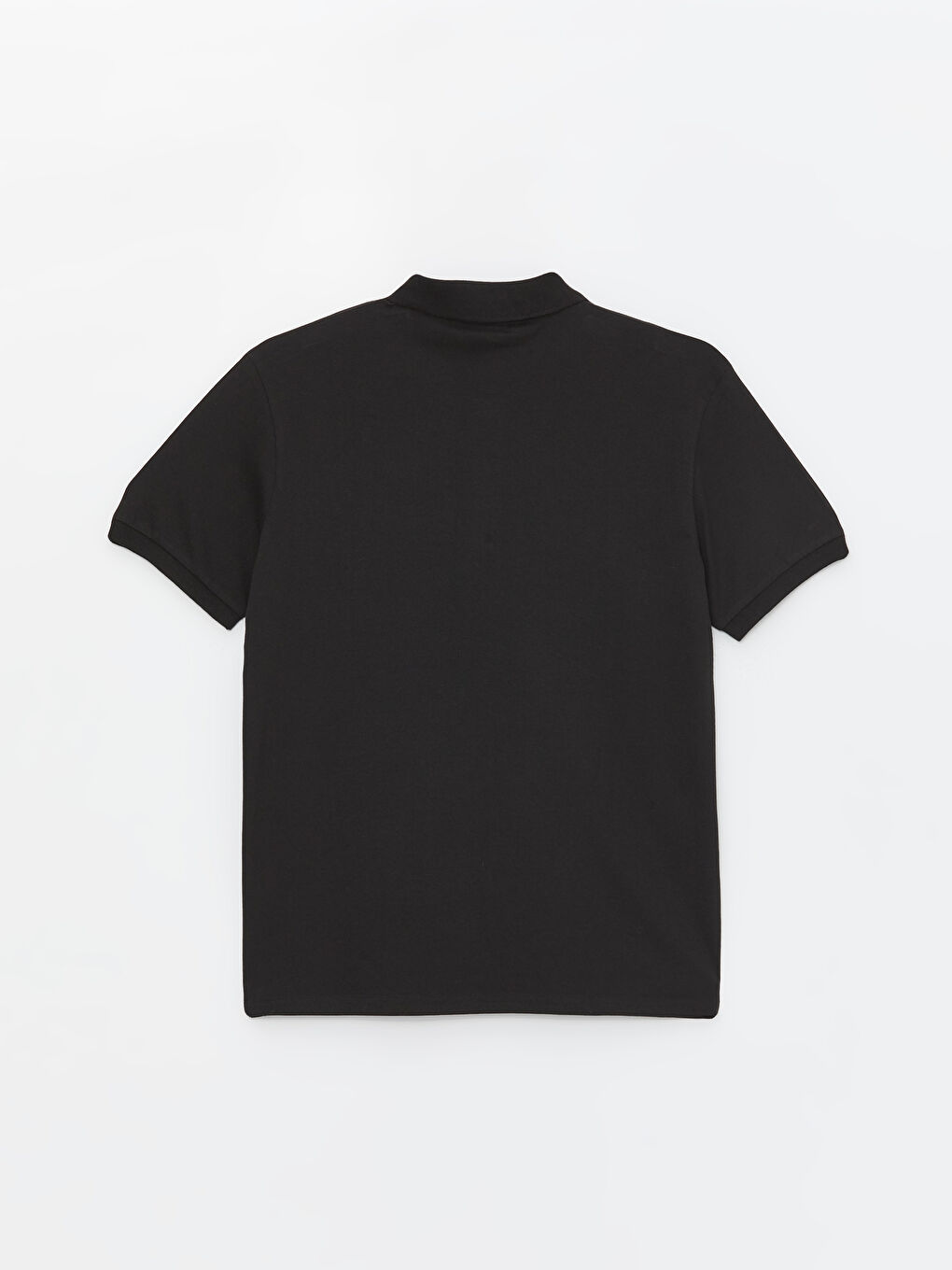 Siyah Polo Yaka Kısa Kollu Pike Erkek Tişört-5