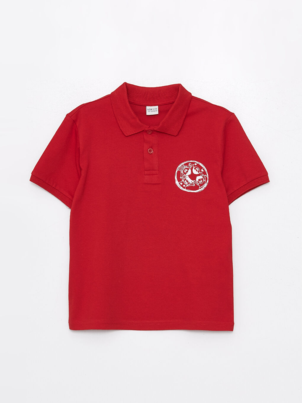 تيشيرت ياقة بولو مطبوع كم قصير للأولاد